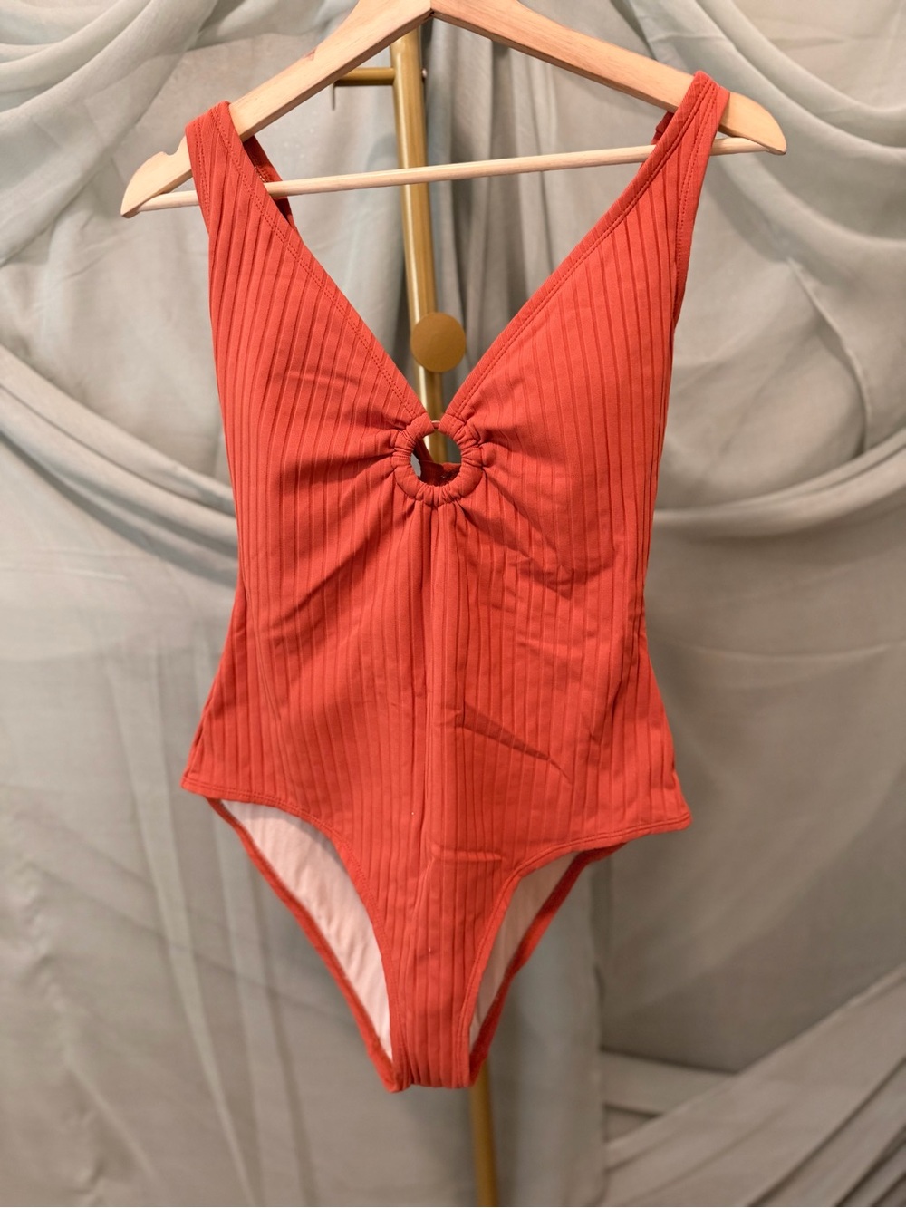 Kona Sol Ribbed One-Piece Swimsuit in Rust - Picture 2 of 6